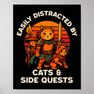 Katten Zijmissie Grappige Katten Tafel Game Nerd M Poster