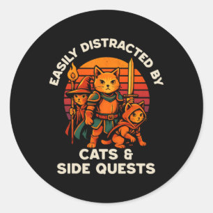 Katten Zijmissie Grappige Katten Tafel Game Nerd M Ronde Sticker