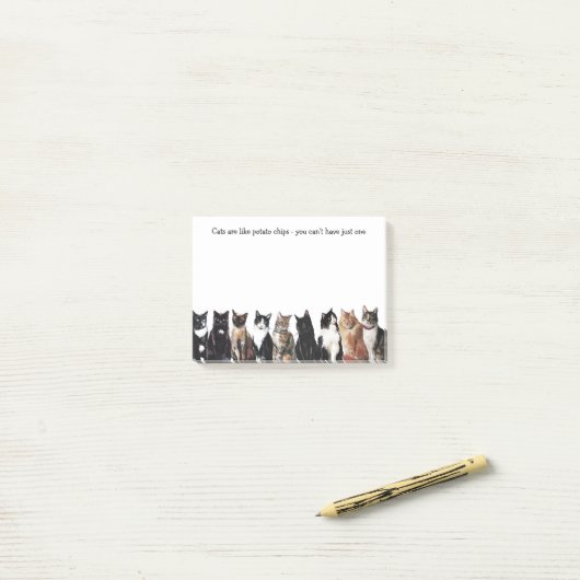 Katten zijn als aardappelchips - Fun gestoorde kat Post-it® Notes (Op bureau)