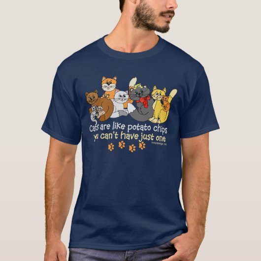 Katten zijn als aardappelchips Gezegde T-shirt (Voorkant)