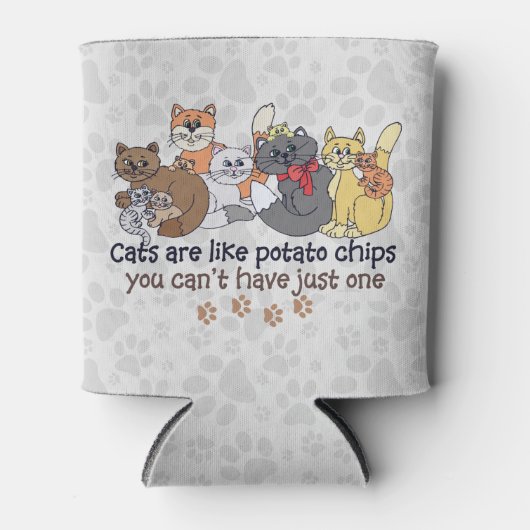 Katten zijn als aardappelchips Gray Blikjeskoeler (Voorkant)