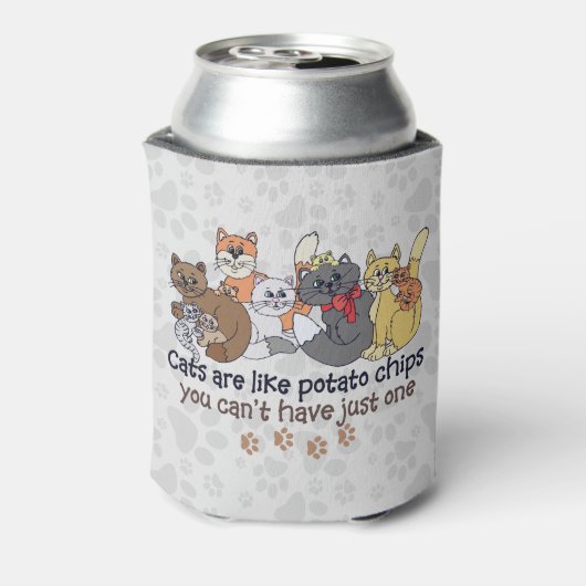 Katten zijn als aardappelchips Gray Blikjeskoeler (Blikje Achterkant)