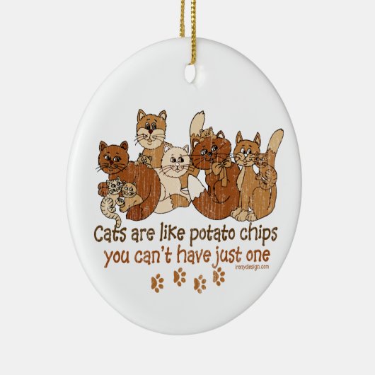 Katten zijn als aardappelchips keramisch ornament (Rechts)