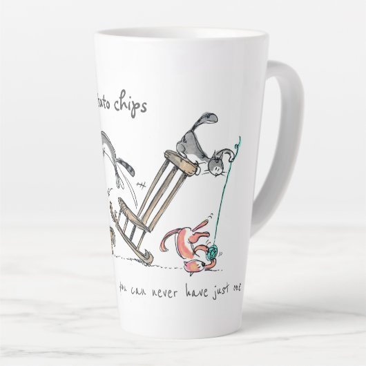 Katten zijn als aardappelchips/speciaal gepersonal latte mok (Rechterhoek)