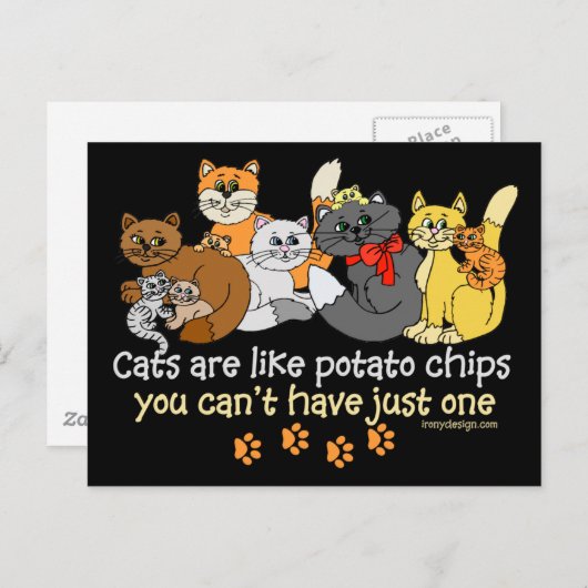Katten zijn als chips briefkaart (Voorkant / Achterkant)