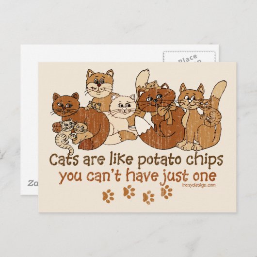 Katten zijn als chips briefkaart (Voorkant / Achterkant)