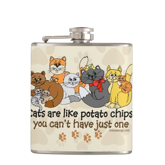 Katten zijn als chips heupfles (Voorkant)