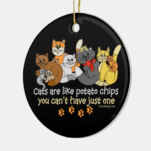 Katten zijn als chips keramisch ornament (Links)