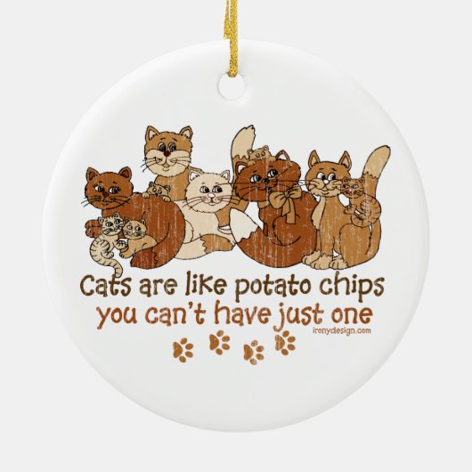 Katten zijn als chips keramisch ornament (Achterkant)