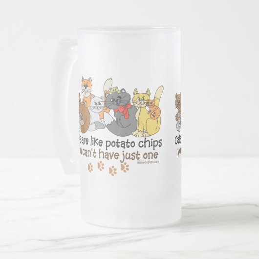 Katten zijn als chips matglas bierpul (Voorkant links)