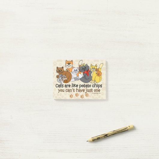 Katten zijn als chips post-it® notes (Op bureau)