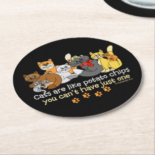 Katten zijn als chips ronde kartonnen onderzetter