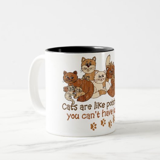 Katten zijn als chips tweekleurige koffiemok (Voorkant links)