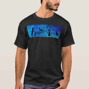 Katten zijn als muziek: muziekstaven en gitaren te t-shirt