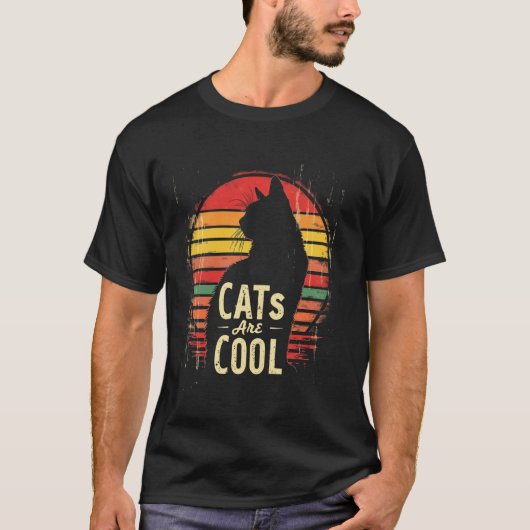 Katten zijn COOL Katten Silhouet Retro T-shirt (Voorkant)