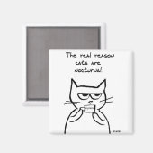 Katten zijn de hele nacht wakker - Grappige kat ma Magneet (Voorkant / Achterkant)