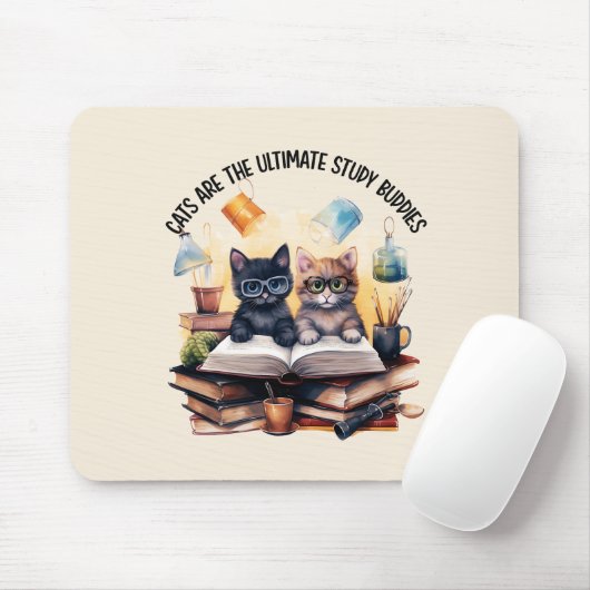 Katten zijn de ultieme studiegenoten muismat (Met muis)