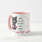 Katten zijn goed voor het hart, zwart kat mok (Voorkant links)