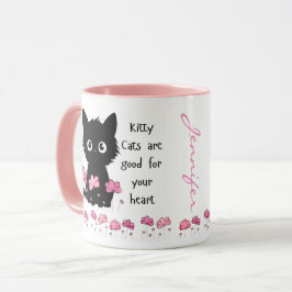 Katten zijn goed voor het hart, zwart kat mok