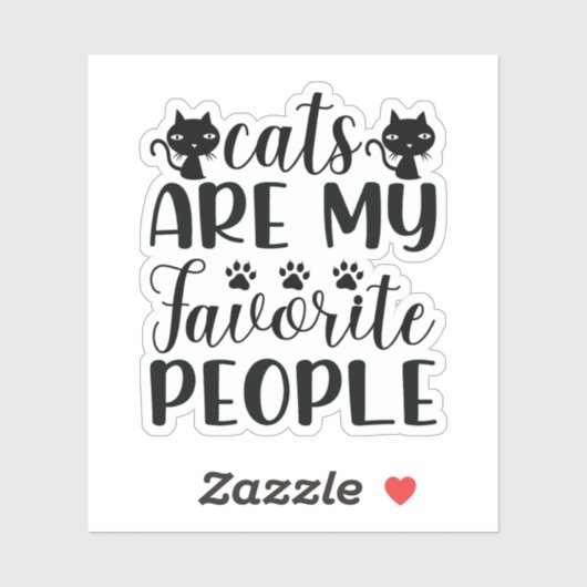 Katten zijn mijn favoriete mensen sticker (Vel)