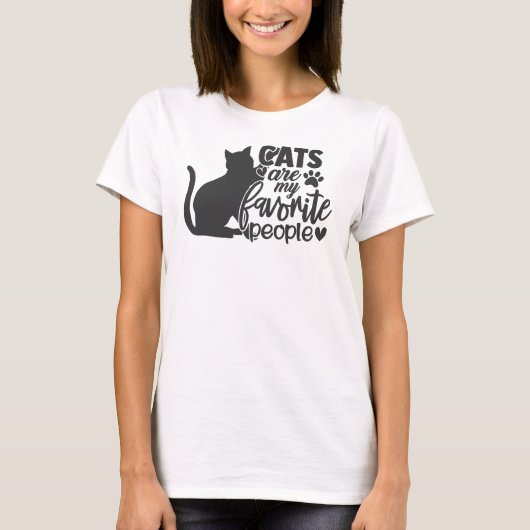 Katten zijn mijn favoriete mensen t-shirt (Voorkant)