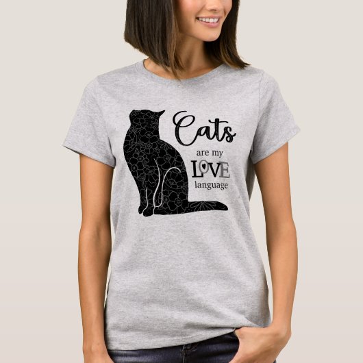 Katten zijn mijn LIEFDE Taal T-Shirt (Voorkant)