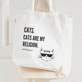Katten zijn mijn religie Grappig Quote tweezijdige Tote Bag