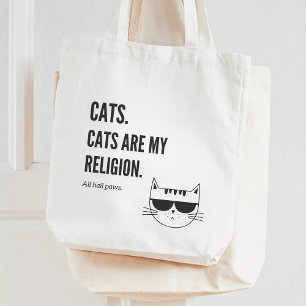 Katten zijn mijn religie Grappig Quote tweezijdige Tote Bag