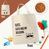 Katten zijn mijn religie Grappig Quote tweezijdige Tote Bag