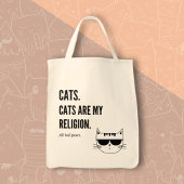 Katten zijn mijn religie Grappig Quote tweezijdige Tote Bag