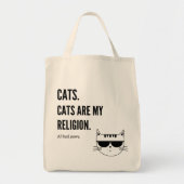 Katten zijn mijn religie Grappig Quote tweezijdige Tote Bag (Voorkant)