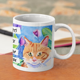 Katten zijn mijn stam | Oranje kat en bloemen Koffiemok