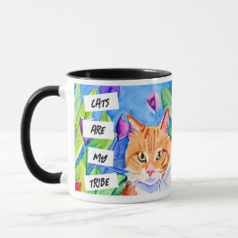 Katten zijn mijn stam | Oranje kat en bloemen Mok