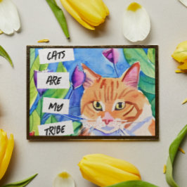 Katten zijn mijn stam | Oranje kat en bloemen Poster