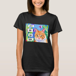 Katten zijn mijn stam | Oranje kat en bloemen T-shirt