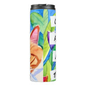 Katten zijn mijn stam | Oranje kat en bloemen Thermosbeker (Achterkant)