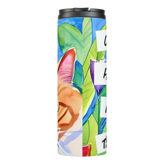 Katten zijn mijn stam | Oranje kat en bloemen Thermosbeker (Achterkant)