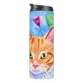 Katten zijn mijn stam | Oranje kat en bloemen Thermosbeker (Geroteerd rechts)