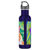 Katten zijn mijn stam | Oranje kat en bloemen Waterfles (Achterkant)