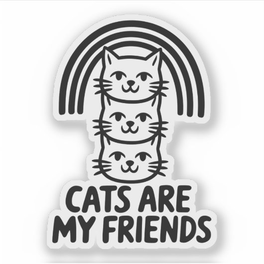 Katten zijn mijn vrienden Schattige Cat Rainbow Vi Sticker (Voorkant)