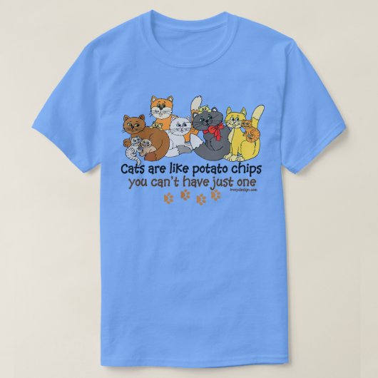 Katten zijn net als aardappelchips t-shirt (Design voorkant)
