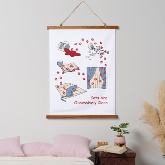 Katten zijn obsessief schoon hangend wandkleed (Slaapkamer)