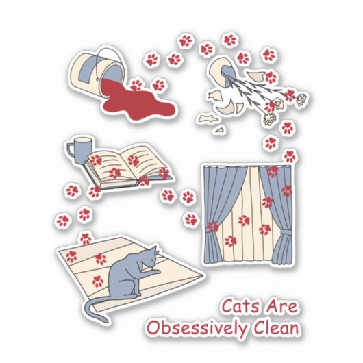 Katten zijn obsessief schoon sticker (Voorkant)