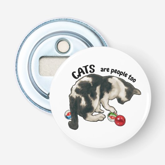 KATten zijn ook mensen, Kat en KNikkers Button Flesopener (Voorkant)