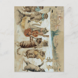 Katten zingen kerstlied door Louis Wain  Briefkaart