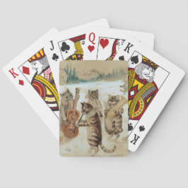 Katten zingen kerstlied door Louis Wain    Pokerkaarten
