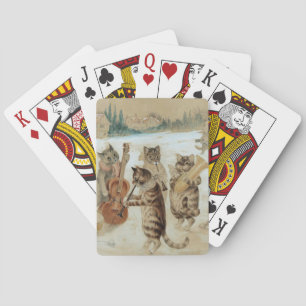 Katten zingen kerstlied door Louis Wain    Pokerkaarten