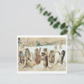 Katten zingen kerstliederen Vintage Louis Wain Briefkaart (Staand voorkant)