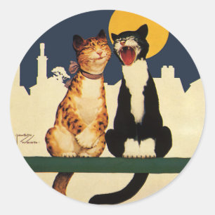 katten zingend, grappig en Gekke Ronde Sticker