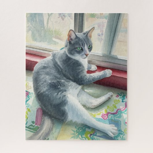Katten zitten bij het raam Puzzel (Verticaal)